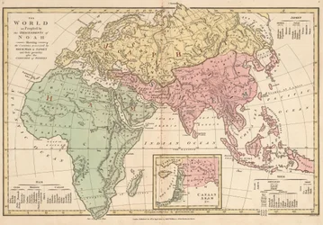 Le monde peuplé par les descendants de Noé, montrant les pays possédés par Sem, Cham et Japhet ainsi que leur postérité après la confusion des langues